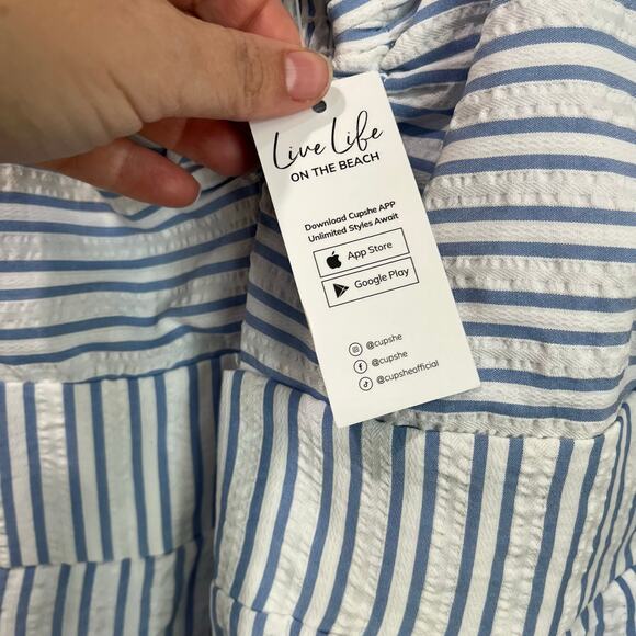 Cupshe Blue White Striped Romper Summer Coastal Casual Medium - Picture 9 of 14